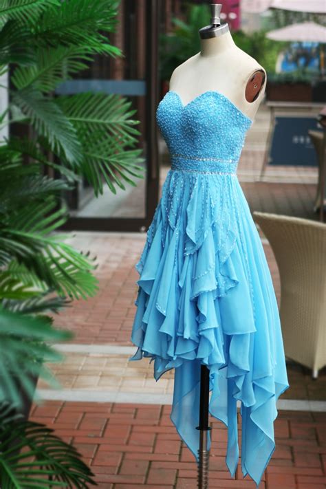 Sweetheart Beade Romantic Light Blue Short Prom Dress 2015 Party Dress