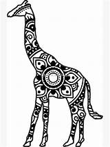 Giraffe Girafe Mandalas Stretched sketch template