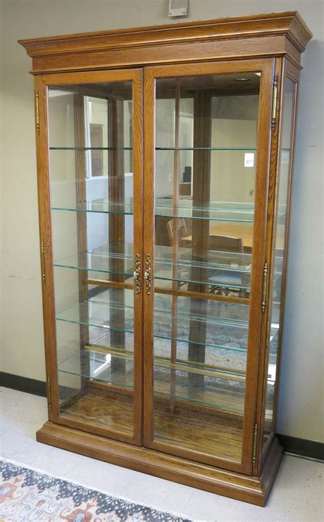 Sold Price Modern Oak And Glass Illuminated Display Cabinet October