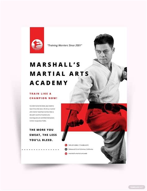 Martial Arts School Flyer Template In Indesign Psd Publisher Word