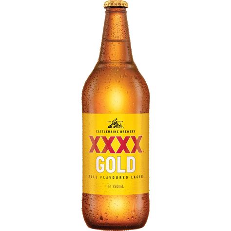 Xxxx Gold Mid Strength Lager Long Neck 750ml Single Woolworths