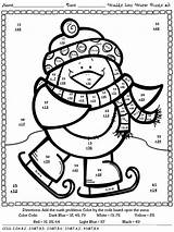 Math Addition Coloring Pages Worksheets Color Winter Christmas Printable Number Code Puzzles Penguin Sheets Printables Maths Grade 2nd Worksheet Waddle sketch template
