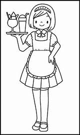 Coloring Waitress Pages Job Waiter sketch template