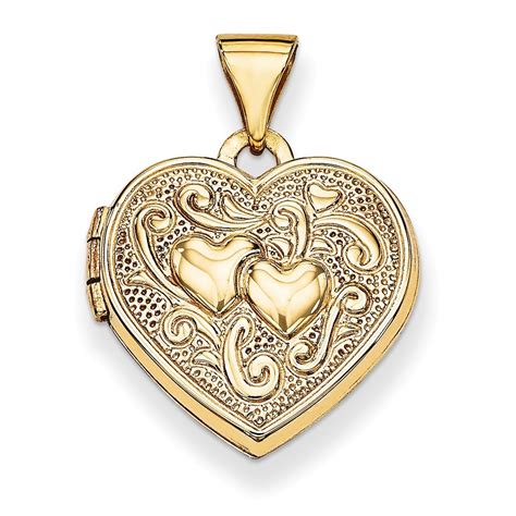 yellow gold double heart locket pendant     ebay