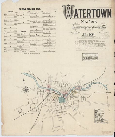 Map Of Watertown New York 1884 Mappa 10 Settembre Luglio
