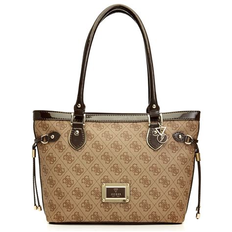 lyst guess guess handbag reama small classic tote  brown