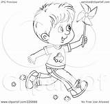 Running Outline Boy Coloring Pinwheel Clipart Illustration Royalty Rf Bannykh Alex Transparent sketch template