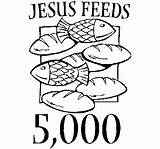 5000 Jesus Feeds Feeding Coloring Pages Loaves Fish Fishes Kids Bible Clipart Miracle Five Thousand Online Bread Crafts Church Multitude sketch template