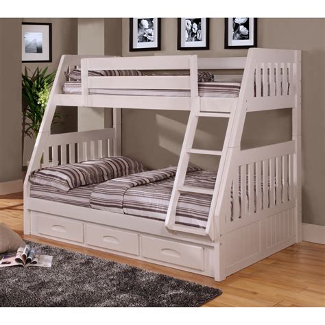 Twin Over Full Bunk Bed With Drawers White Full Ebay