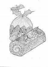 Christmas Coloring Zentangle Log Pages Complex Print Egg Adult Adults Beautiful Kids sketch template