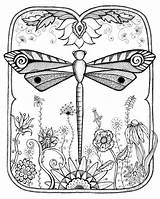 Dragonfly Coloring Pages Adults Printable Adult Doodle Para Color Drawing Zentangle Print Dragonflies Dragon Doodles Dibujos Libellule Tattoo Pintar Patterns sketch template