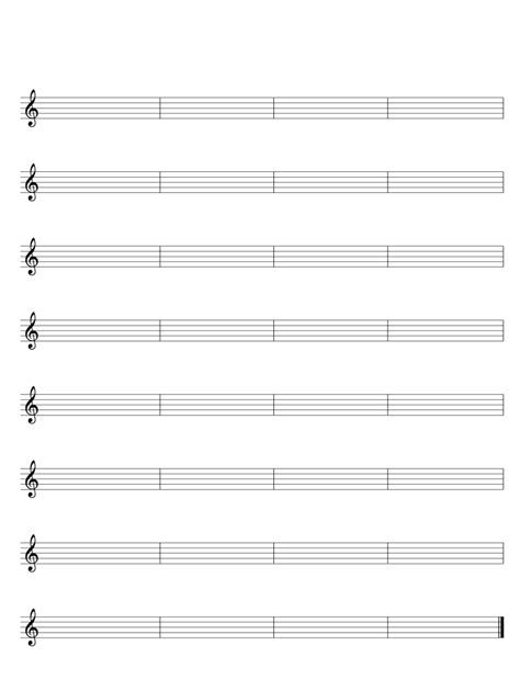 blank treble clef staff fill  printable fillable blank