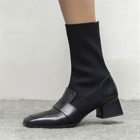 Chiko Marion Square Toe Block Heels Boots Block Heel