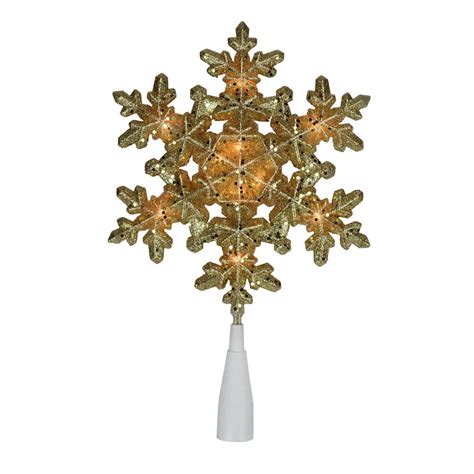 northlight   lighted gold snowflake christmas tree topper  clear lights