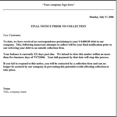 collection letter template final notice