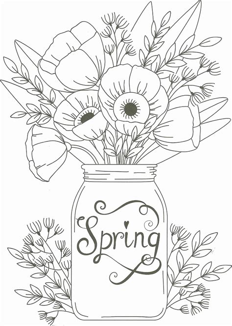 spring flowers coloring sheets luxury spring mason jar floral coloring