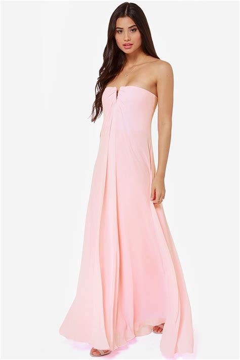 Beautiful Light Pink Dress Bridesmaid Dress Strapless Dress Maxi