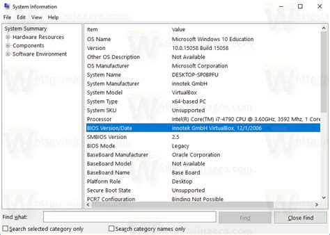 how to find bios or uefi version in windows 10