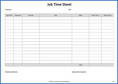 printable employee timesheet template templateral templates