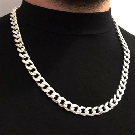 mens tight curb cuban link chain necklace  sterling silver   mm gr