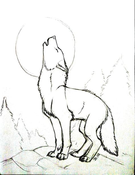 simple wolf howling drawing  getdrawings