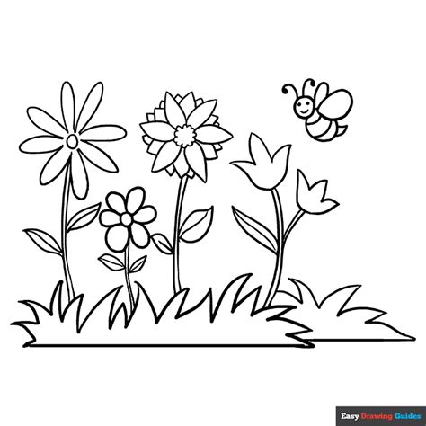 flower garden coloring page easy drawing guides
