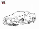 Nissan R34 Gtr R32 Voiture Colorear Fast Furious Supra Coches Zeichnen Toyota Skizzen Pencil Jdm Tima sketch template