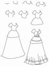 Dress Drawing Princess Draw Step Easy Simple Dresses Learn Drawings Robe Dessin Sketches Thedrawbot Princesse Gown Clothes Fashion Designs Beautiful sketch template