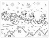 Coloring Santa Sleigh Pages Christmas Reindeer Printable Kids Sled Kidspartyworks Pattern Color Wood Flying Fun Printables Outstanding Wooden Print Disney sketch template