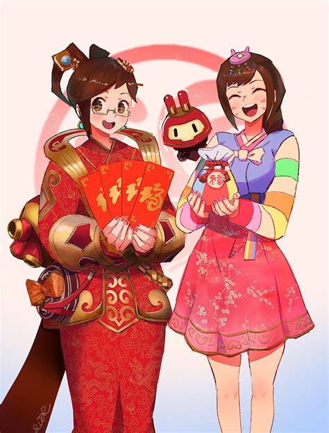 2girls alternate costume brown eyes brown hair chinese clothes closed