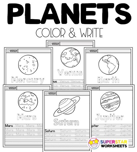 color  write planet printables  worksheets