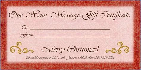 massage gift certificate template  printable