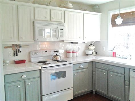 painting oak cabinets white  gray diy