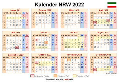 kalender  nrw ferien feiertage  vorlagen