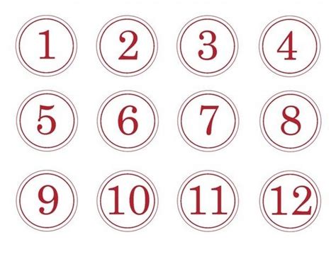 numbers    calendar calendar printables  templates