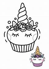 Unicorn Coloring Pages Printable Cake Cupcake Cute Birthday Choose Board sketch template