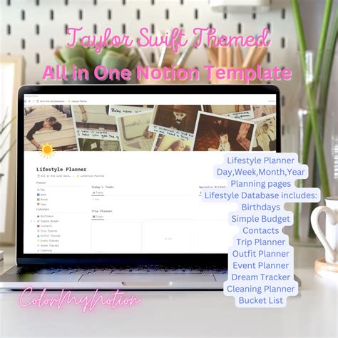 taylor swift themed notion template notion template etsy