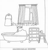Bathroom Cartoon Coloring Book Interior Vector Preparations Bathing Style Editable Shutterstock Pic Stock Illustration Footage Vectors Illustrations Music Search sketch template