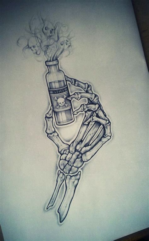 skeleton holding poison bottle tattoo design ideas in 2019 bottle tattoo tattoo drawings