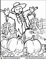 Coloring Pages Scarecrow Patch Pumpkin Worksheet Village Thanksgiving Harvest Getcolorings sketch template
