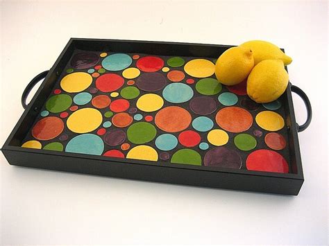 ceramic tile serving tray bright colors  fromdonnashands  etsy