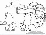 Coloring Savanna Animals Pages Para Colorear Dibujo African Getdrawings Rhinoceros sketch template