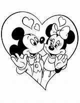 Coloring Mouse Mickey Minnie Heart Valentine Disney Within Printable sketch template