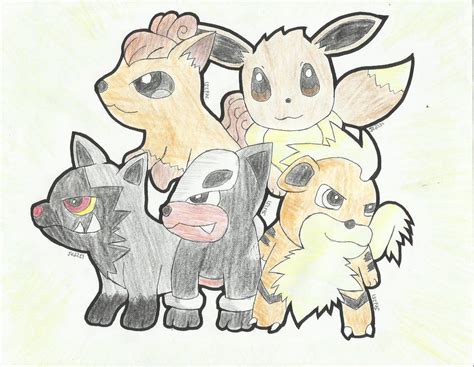 poochyena vulpix houndour eevee and growlithe by jed251 on deviantart