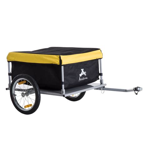 aosom elite  wheel bicycle cargo trailer yellow black walmart