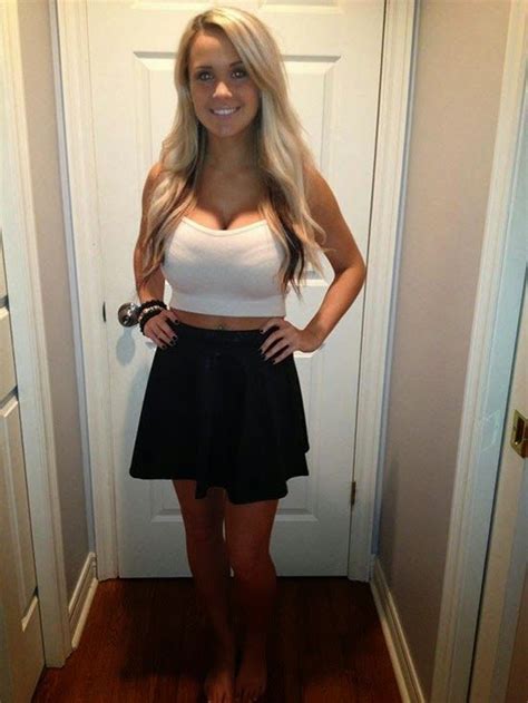 busty blond in white top and black skirt temptresses in 2019 tops teen hotties sexy teens