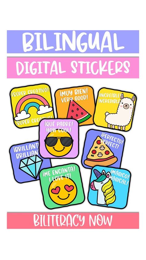 bilingual digital stickers  students