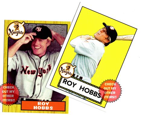 roy hobbs custom baseball card lot   robert redford  natural  etsy