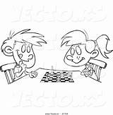 Chess Coloring Playing Cartoon Girl Boy Vector Designlooter 31kb 1024 sketch template