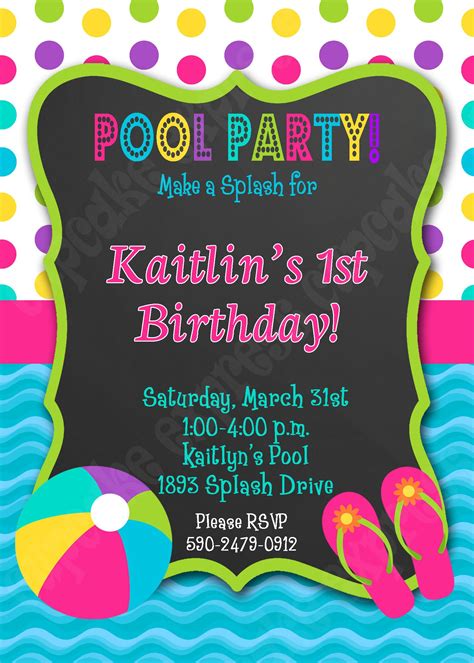 printable birthday pool party invitations